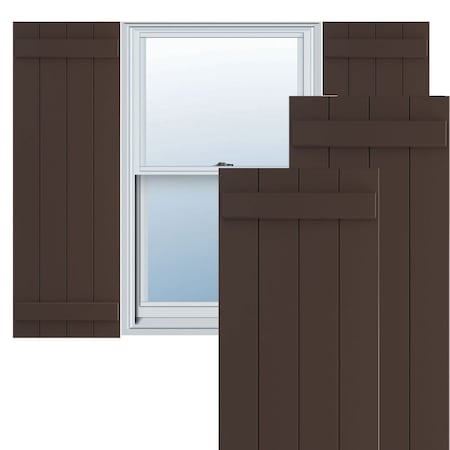 True Fit PVC Four Board Joined Board-n-Batten Shutters, Raisin Brown, 21 1/2W X 79H